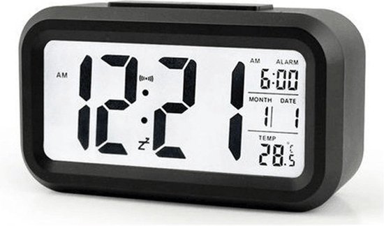 Digitale Wekker | Alarmklok | Inclusief temperatuurmeter | Met snooze en verlichtingsfunctie | Zwart