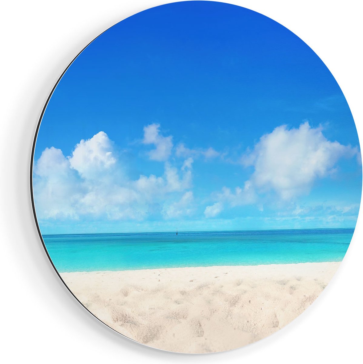 Artaza Dibond Muurcirkel Strand En Zee Met Helder Witte Zand - Ø 40 cm - Klein - Wandcirke