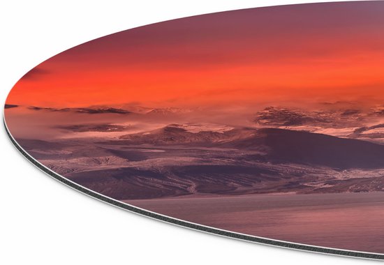 Artaza Dibond Muurcirkel Meer Bij De Bergen Bij Zonsondergang - Ø 40 cm - Klein - Wandcirkel - Rond Schilderij - Voor Binnen en Buiten