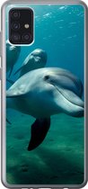 Geschikt voor Samsung Galaxy A52 5G hoesje - Water - Dolfijn - Blauw - Siliconen Telefoonhoesje