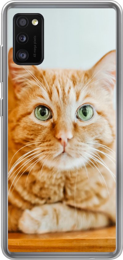 Coque Samsung Galaxy A41 - Chat - Bois - Coque - Coque de téléphone en Siliconen
