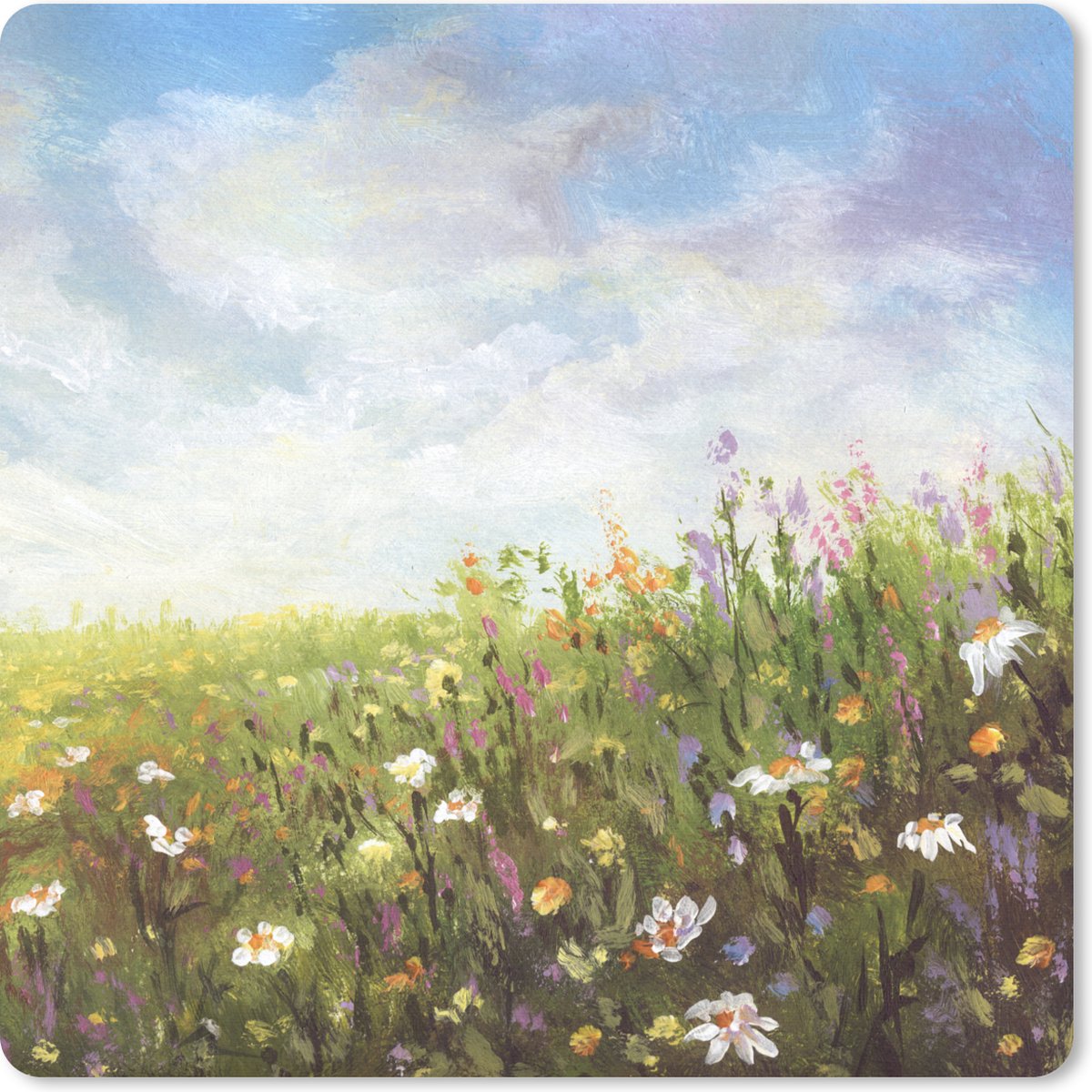 Muismat 30x30 cm - Mousepad Zomer - Bloemen - Olieverf - Muismatten