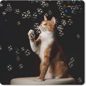 Muismat - Mousepad - Rode kat met bubbels - 30x30 cm - Muismatten