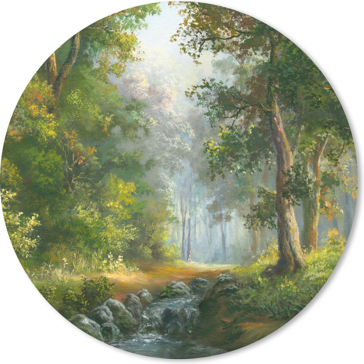 Muismat rond 50x50 cm - Mousepad Bos - Olieverf - Zomer - Ronde muismatten