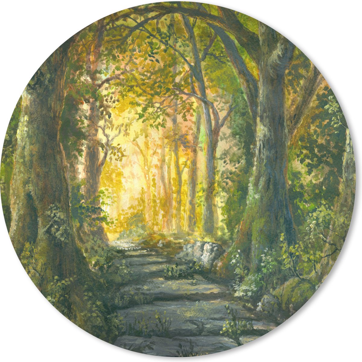 Muismat rond 30x30 cm - Mousepad Bos - Waterverf - Pad - Ronde muismatten