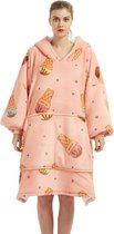 JAXY Hoodie Deken - Snuggie - Snuggle Hoodie - Fleece Deken Met Mouwen - 1450 gram - Ice Cream