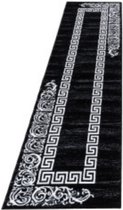 Loper Gedessineerd Tapijt in Zwart-Wit kleur met Versace en barok design