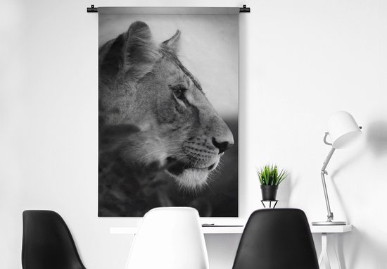 Tapisserie - Tapisserie - un tigre dans la jungle - noir et blanc - 90x135 cm - Tapisserie