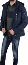 Heren winter jas -  met bontkraag - blauw - maat XL -  valentijnsdag