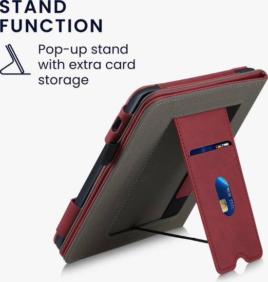 kwmobile e-reader hoesje geschikt voor Kobo Libra 2 hoes - E reader flip case van kunstleer - Ereader cover met stand - In donkerrood van kwmobile — afbeelding 4