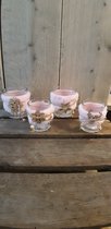 Waxinelichten - Roze - Pluche - Kerst - set van 4 - Glas - Dessigns