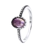 Lucardi Dames Ring met Gemstone amethyst - Ring - Cadeau - Echt Zilver - Zilverkleurig