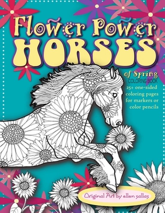 Equestrian Coloring Books by Ellen Sallas- Flower Power Hors ... - cover