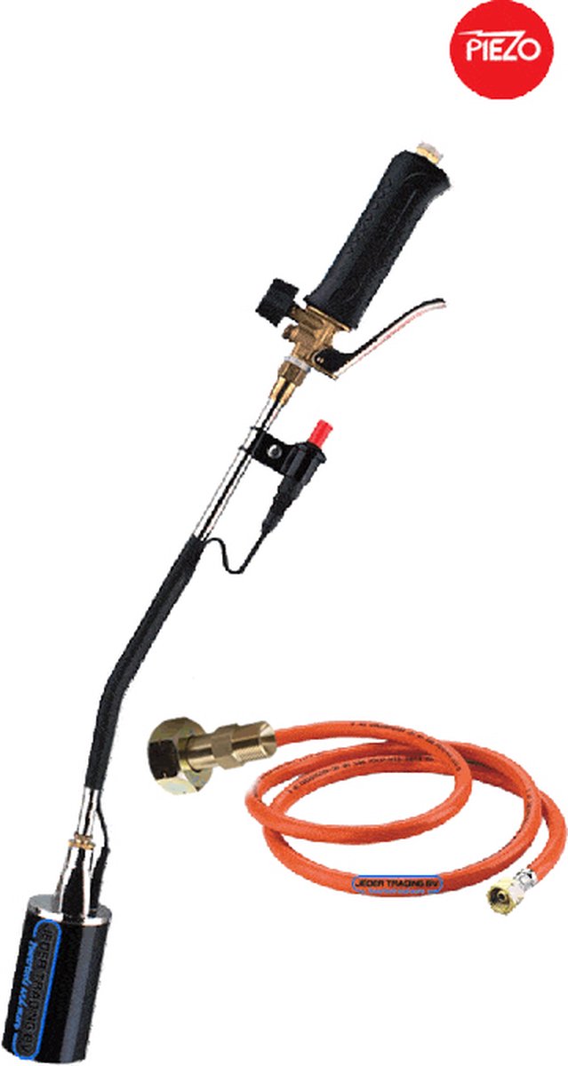 Gasbrander 60 cm DELUXE – Dakbrander met Piëzo Ontsteking – Inclusief 5m Gasslang & Slangbreukbeveiliging – Voor Dakwerken, Onkruidverdelging - FeramoTools