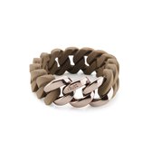 Rubz-Chocoladebruin- armband - 3 antiek gouden schakels- maat medium