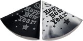 Happy New Year feesthoedjes party - Zilver / Zwart - Karton - One Size - Oud en Nieuw - Set van 4 hoedjes  - Nieuwjaar - Oudjaar - New Year - Party - Feest - Feestdagen