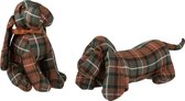 J-Line Deurstop Hond Textiel Groen/Rood/Bruin Assortiment Van 2
