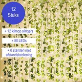 Klimop Slinger met LED Verlichting - 12 stuks - 80 LEDs - Kunst Hangplant - binnen en buiten decoratie - sfeerverlichting