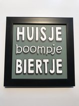 Tekstbord / Wandbord / Huisje biertje / Verjaardag / Cadeau / Woondecoratie / Groen / Fotolijst