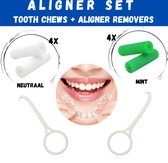 Set d'aligneurs orthodontiques - Mastications orthodontiques et dissolvants d'aligneurs - Soins de l'appareil