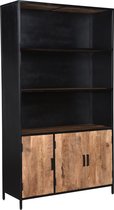 Omerta - Bibliotheek - mango - naturel - 3 deuren - 3 leggers - stalen frame - zwart gecoat