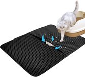 Kattenbakmat - Dubbellaags Honingraatontwerp - Waterdicht - Urinebestendig Materiaal - Gemakkelijk Schoon te Maken - 45 x 65 cm - Zwart