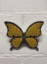 Vlinder figuur mozaïek wanddecoratie - meerkleurig - polyresin - hoogte 11 x breedte 14 x 12 cm - Wandmodel - Woonaccessoires