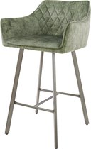 Barstoelen Set van 2 stuks - Vinum barstoel met armleuning / rugleuning  - Groen velours - Industrieel Barstoelen - Design Barkruk