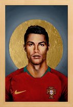 JUNIQE - Poster met houten lijst Football Icon - Cristiano Ronaldo