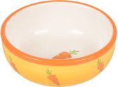 Flamingo eet- en drinkpot ibo geel wit oranje - keramisch - 13cm l x 13cm b x 4.5cm h