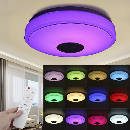 Uitwisseling krom Vader 100W RGB Bluetooth LED Muziek Plafonnieres Plafondlampen Lampen-met  spreker/Dimbare... | bol.com