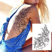 Bloemen Tattoo - Fenom Tattoos ® - Plak Tattoos Volwassenen - Tattoos Kinderen - Neptattoo Volwassenen - Nep Tattoo Vrouw - Tijdelijke Tattoo - Tattoo Machine - Tattoo Inkt Zwart -