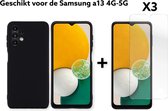 samsung galay a13 hoesje siliconen TPU zwart back cover + 3x screen protector tempert glass