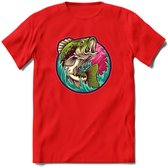 Vissen T-Shirt | Grappig Verjaardag Vis Hobby Cadeau Shirt | Dames - Heren - Unisex | Tshirt Hengelsport Kleding Kado - Rood - S