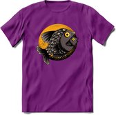 Vissen T-Shirt | Grappig Verjaardag Vis Hobby Cadeau Shirt | Dames - Heren - Unisex | Tshirt Hengelsport Kleding Kado - Paars - M