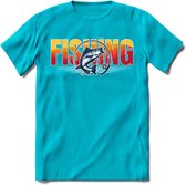 Fishing - Vissen T-Shirt | Grappig Verjaardag Vis Hobby Cadeau Shirt | Dames - Heren - Unisex | Tshirt Hengelsport Kleding Kado - Blauw - XL