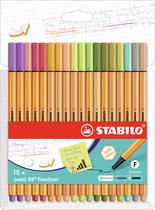 STABILO point 88 - Premium Fineliner - Fine 0,4 mm - Etui Met 18 Nieuwe Kleuren