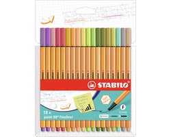 STABILO point 88 - Premium Fineliner - Fine 0,4 mm - Etui Met 18 Nieuwe Kleuren