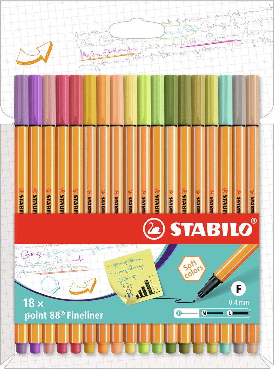 STABILO point 88 - crayon fin 0,4 mm - ColorParade anthracite/orange 20  couleurs