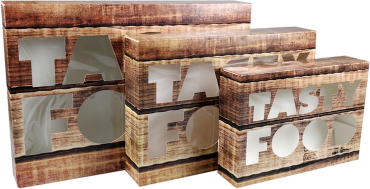 Partydoos/ cateringdoos Tasty Food 55x37x8cm 10 stuks