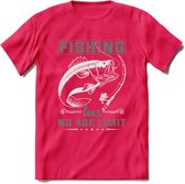 Fishing Has No Age Limit - Vissen T-Shirt | Grijs | Grappig Verjaardag Vis Hobby Cadeau Shirt | Dames - Heren - Unisex | Tshirt Hengelsport Kleding Kado - Roze - L