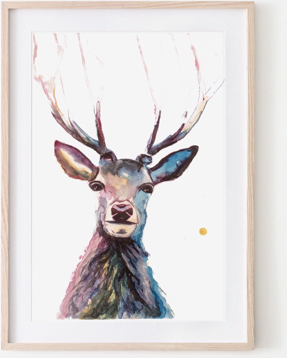Poster hertje - A3 Formaat - Kunst aan de muur - Wanddecoratie - Woonaccessoire - Decoratie - Relatiegeschenk - Babykamer Poster- Kinderkamer Kunst van Natuurlijk Angelart