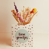 Bloomincard - Droogbloemen door de brievenbus & Lieve groetjes vaas - Verrassend en uniek cadeau