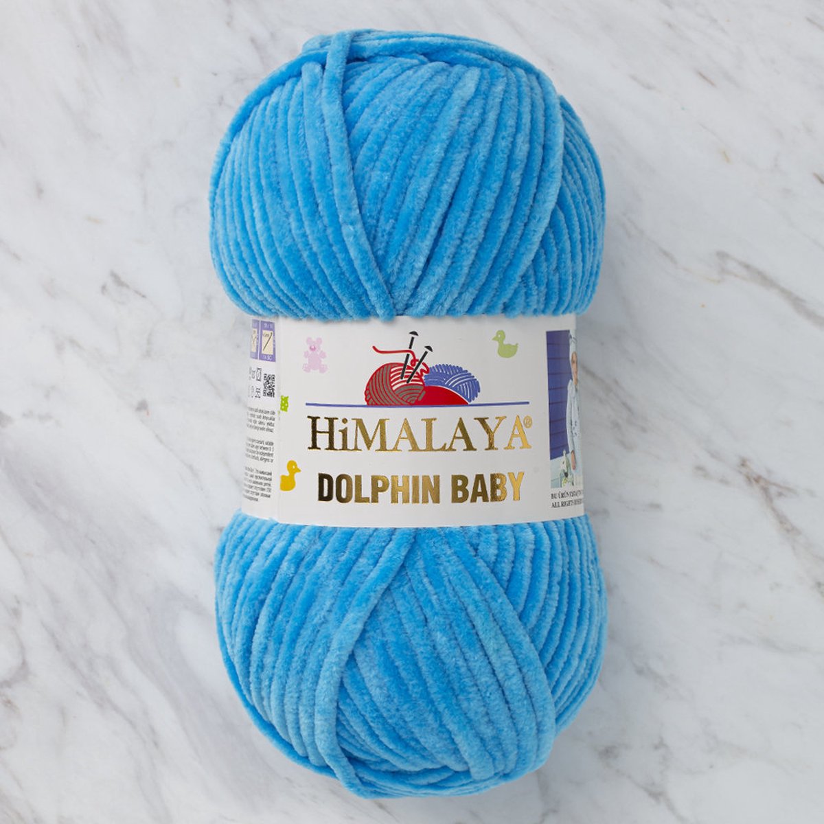 Himalaya Dolphin Baby 80326 Hemelsblauw Fluwelen Garen, Breien en Haken, 100g, Super Zacht, Fluweel Breigaren, Volumineuze Pluche, Schijnen Fluweelachtig, Chenille Dolfijn Baby Wol, Amigurumi, Velluto Velours, Breiwol, Haakgaren, Kind Deken