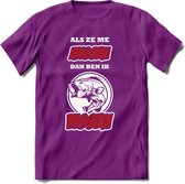 Als Ze Me Missen Dan Ben Ik Vissen T-Shirt | Rood | Grappig Verjaardag Vis Hobby Cadeau Shirt | Dames - Heren - Unisex | Tshirt Hengelsport Kleding Kado - Paars - XXL