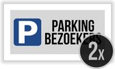 Borden | Pictogram | "Parking bezoekers" | Parkeren | Visitors | Gasten | Parking vrijhouden | Rechthoek | 30 x 15 cm | 2 stuks | Grijs