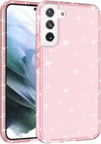 Glitter TPU Back Cover - Samsung Galaxy S22 Plus Hoesje - Roze