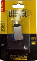 2 in 1 OTG - Microusb Naar USB-A adapter - Android Compatibel - USB 2.0 - Plug & Play - Zwart met Zilver