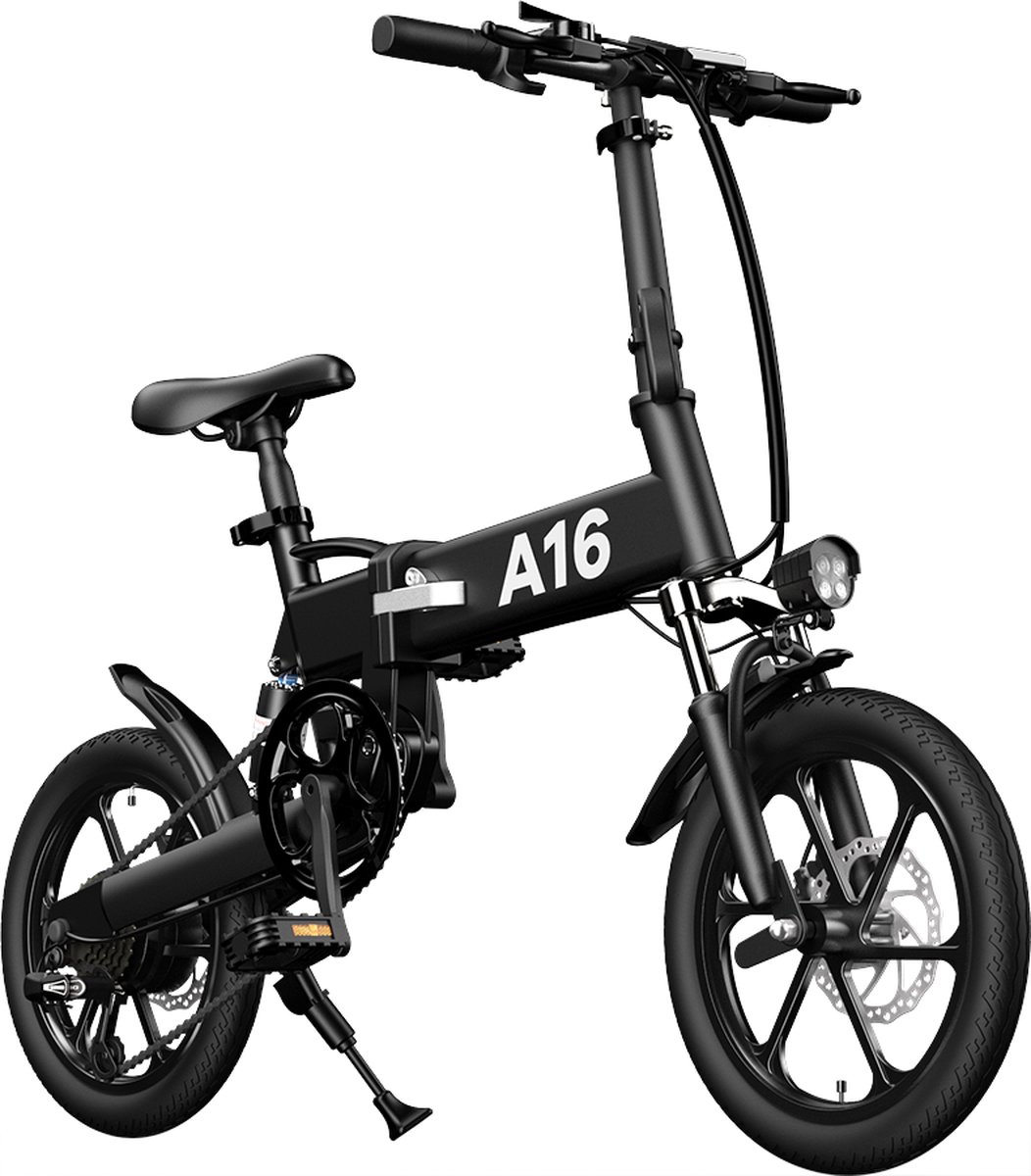 Ado Stay-on ADO Stay on A16 E Bike Elektrische Vouwfiets 16 Inch Shimano 7 Versnellingen Zwart