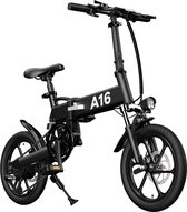 ADO Stay-on A16 E Bike Elektrische Vouwfiets 16 Inch Shimano 7 Versnellingen Zwart